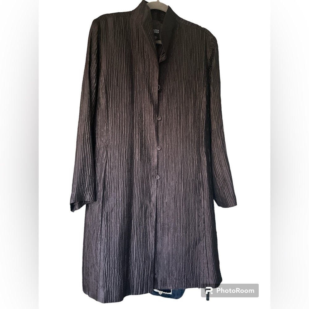 Eileen Fisher Brown Textured Silk Duster Jacket Size XL